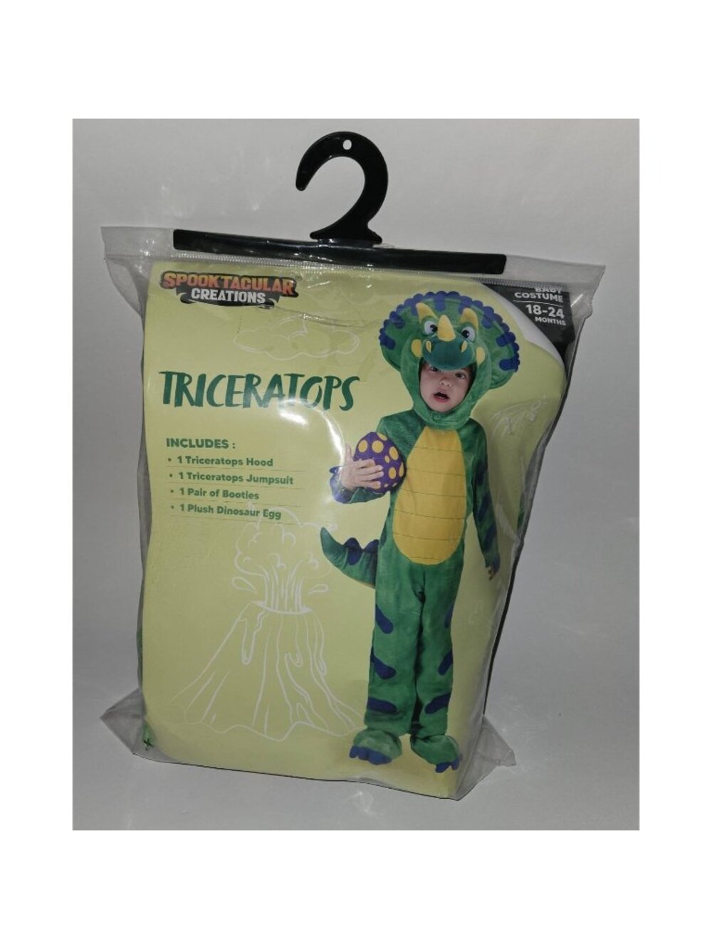 Triceratops Green Dinosaur Halloween Costume Baby 18-24 Months Spooktacular Egg
